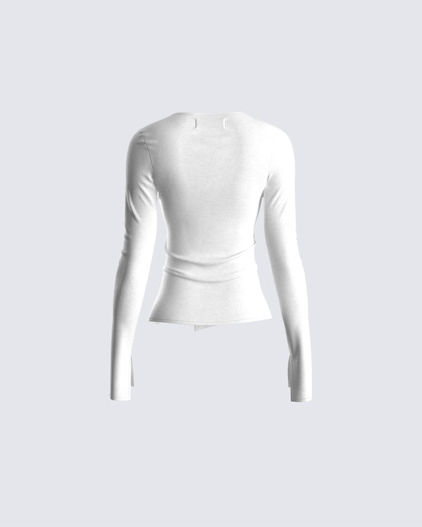 Finesse Kieran White Button Up Knit Top