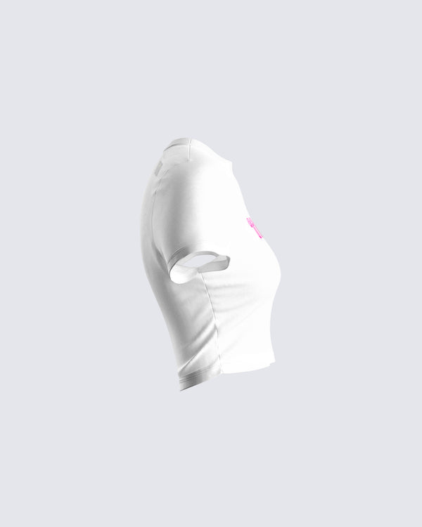 Finesse Kim White Jersey Graphic Top