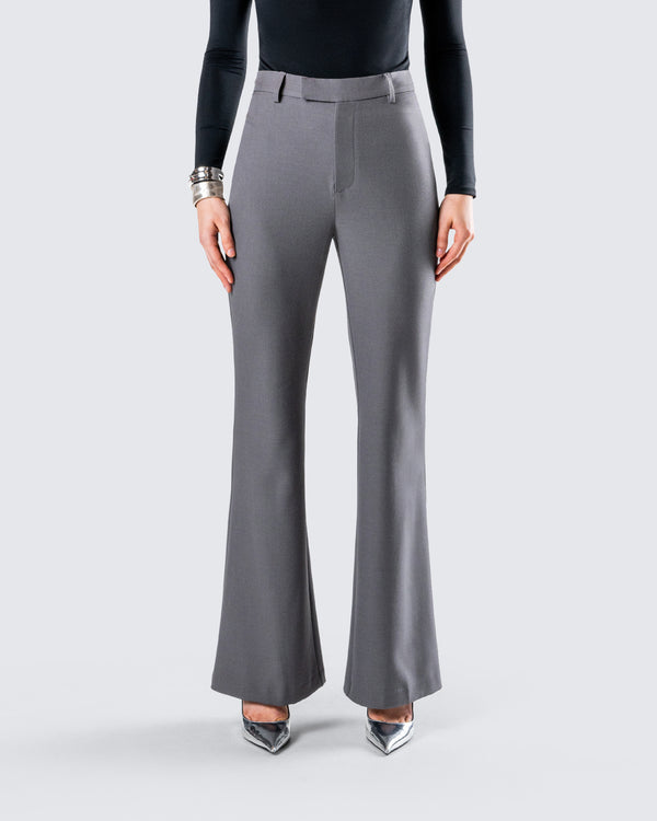 Finesse Kimberly Grey Flared Trouser Pant