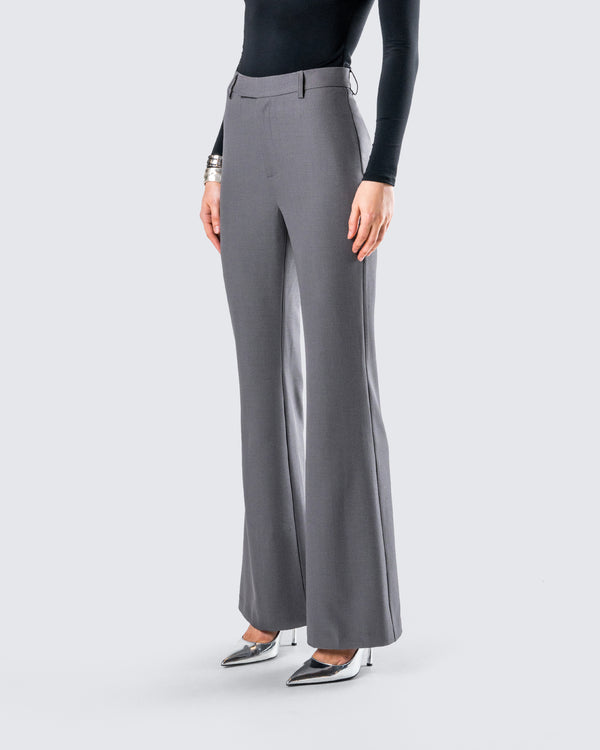 Finesse Kimberly Grey Flared Trouser Pant