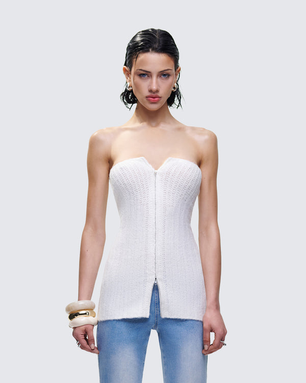 Finesse Kinsey Ivory Sweater Knit Tube Top