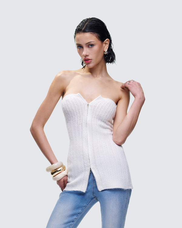Finesse Kinsey Ivory Sweater Knit Tube Top