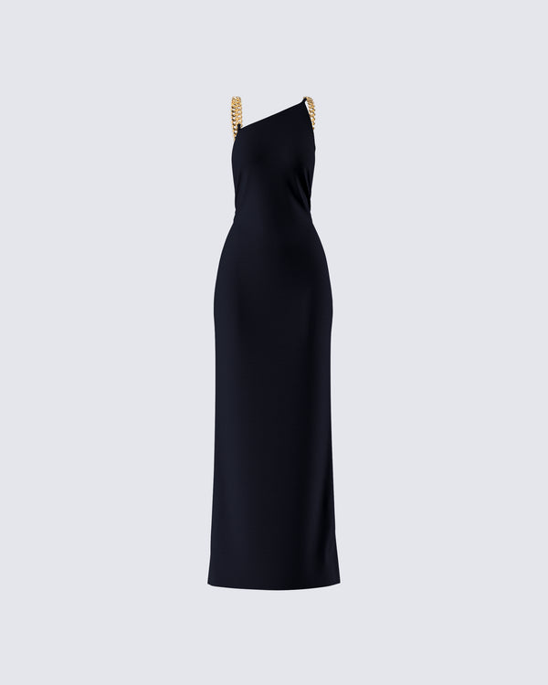 finesse Kippa Black Asymmetrical Chain Gown