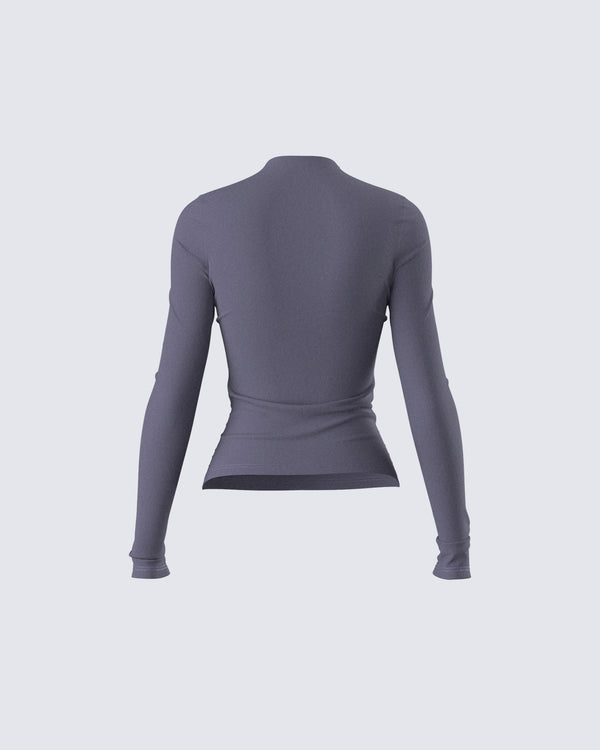 Finesse Kiraz Charcoal Grey Long Sleeve Top