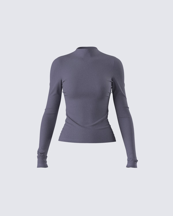 finesse Kiraz Charcoal Grey Long Sleeve Top