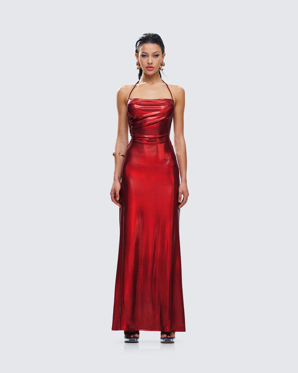 Finesse Koa Red Metallic Gown