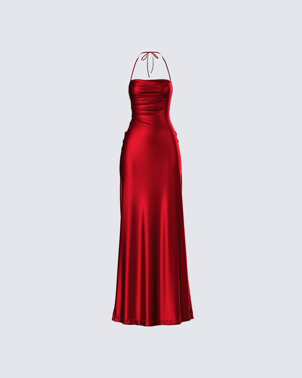 finesse Koa Red Metallic Gown