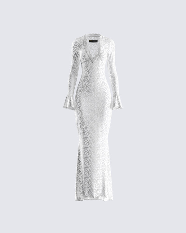 finesse Kobina White Lace Maxi Dress