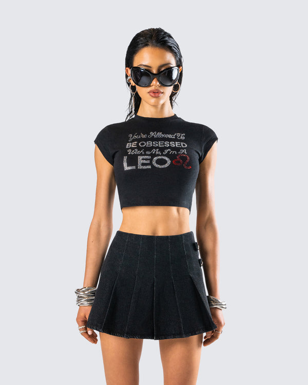 Finesse Kori Black Leo Graphic Top