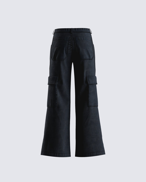 Finesse Laina Black Twill Pocket Pant