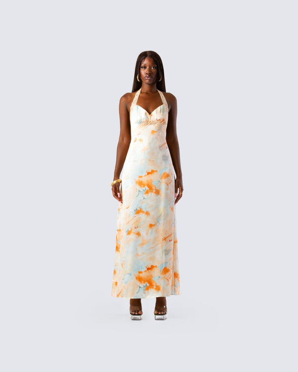 Finesse Landon Abstract Print Maxi Dress