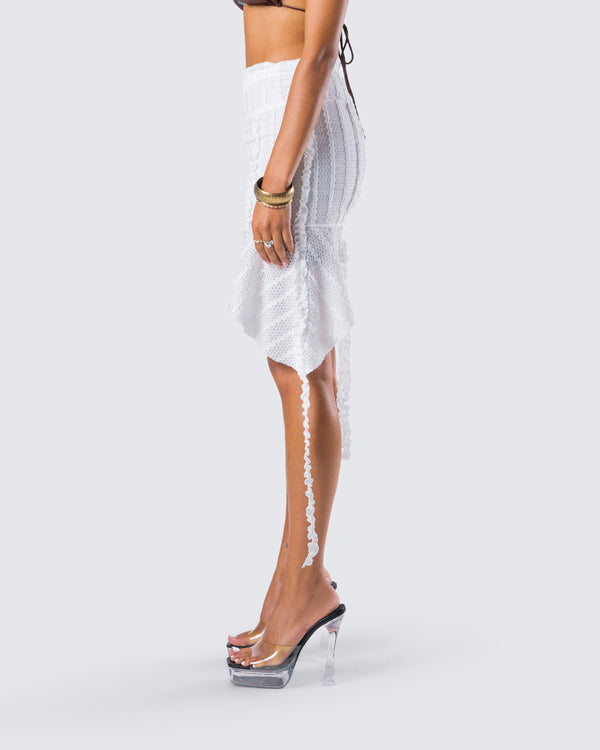 Finesse Landry White Ruffle Skirt