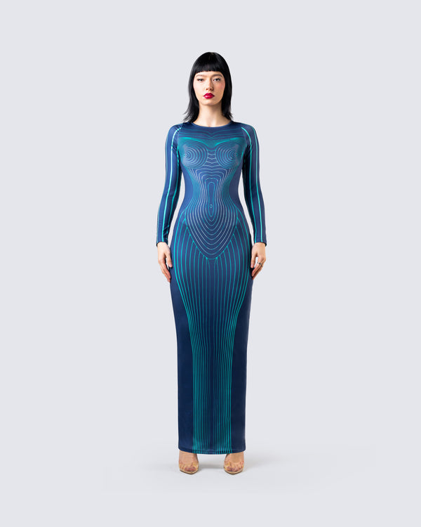 Finesse Larisa Body Print Knit Maxi Dress