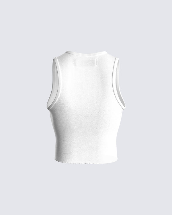 Finesse Larkyn White Rib Graphic Tank Top