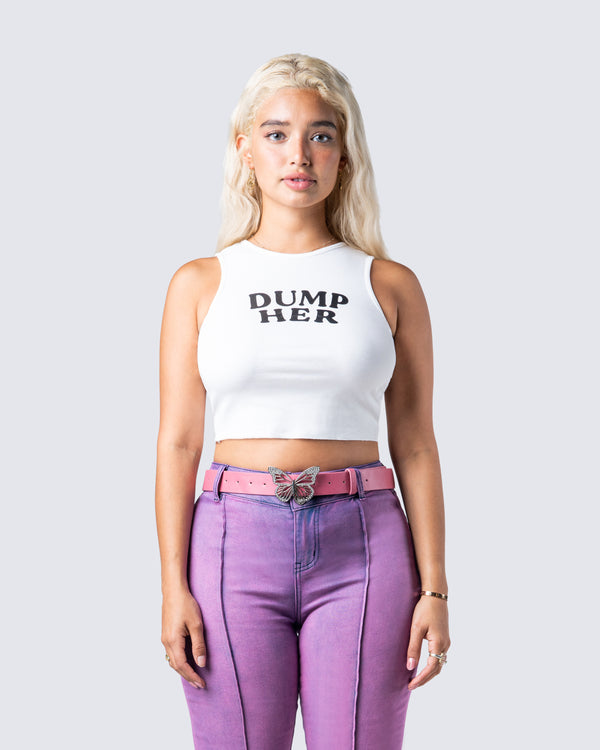 Finesse Larkyn White Rib Graphic Tank Top