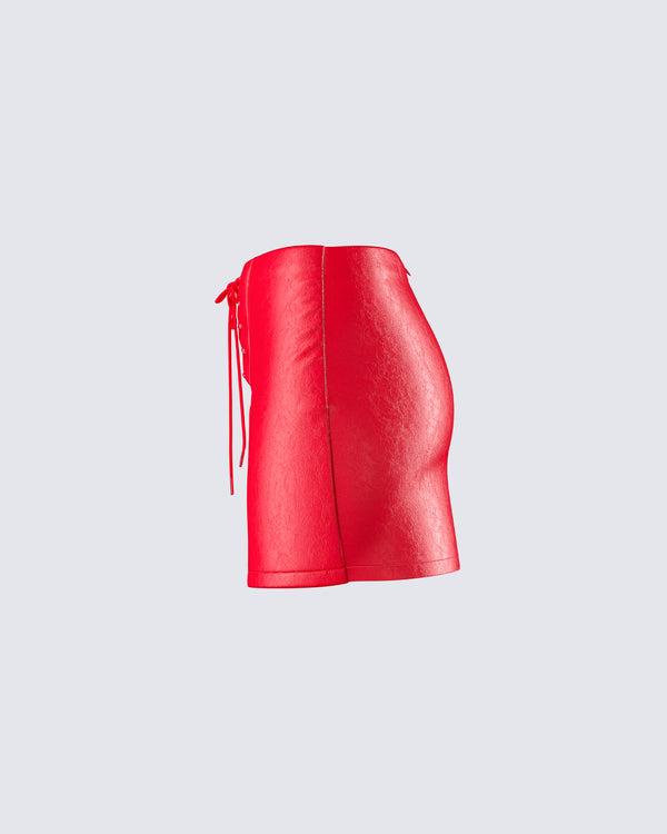 Finesse Lasita Red Vegan Leather Mini Skirt