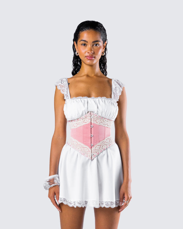 Finesse Latto Pink Satin Corset Top