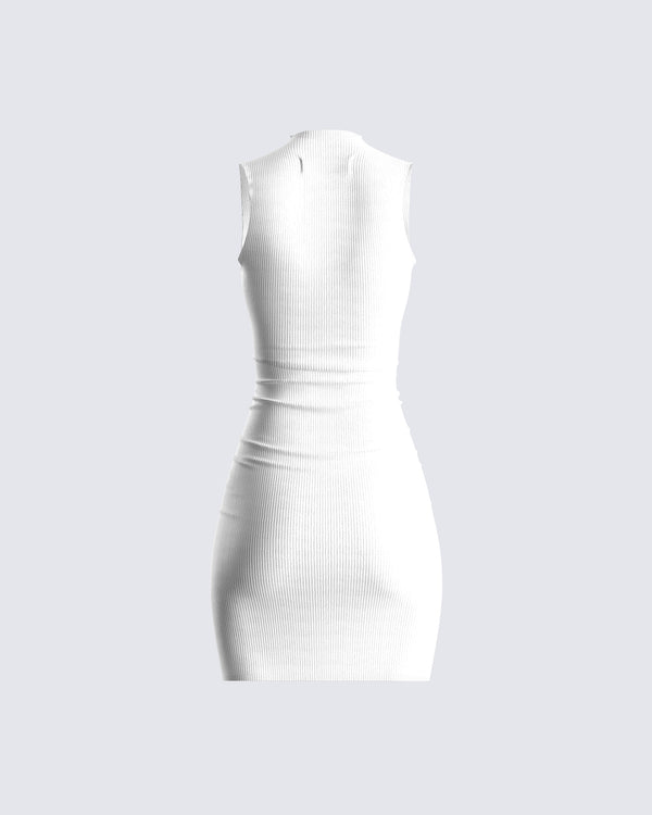 Finesse Lauren White Rib Mini Dress