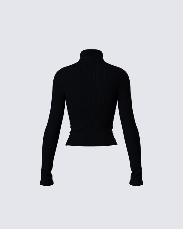 Finesse Laurie Black Asymmetrical Rib Top