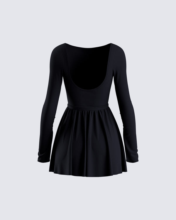 Finesse Leen Black Low Back Mini Dress