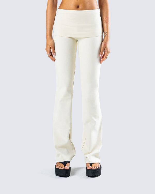 Finesse Leia Cream Foldover Legging