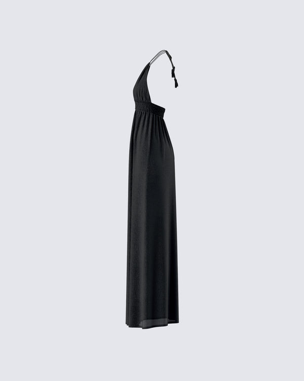 Finesse Leida Black Halter Maxi Dress