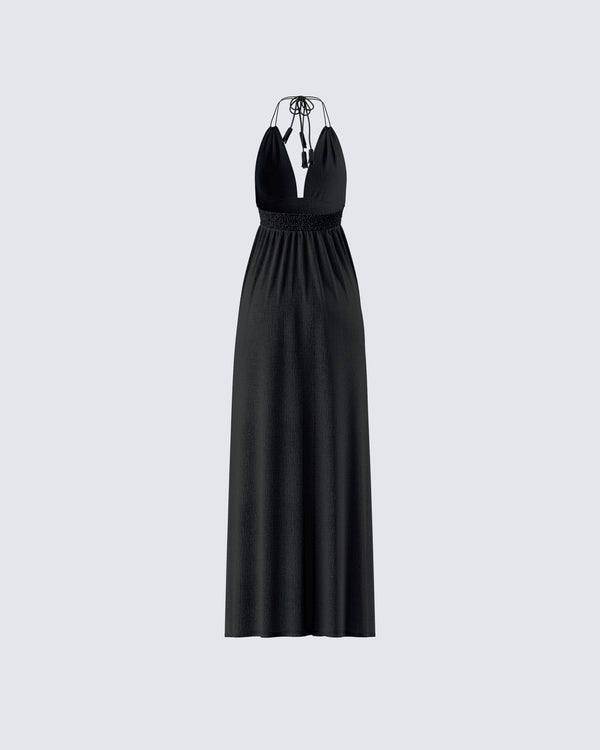 Finesse Leida Black Halter Maxi Dress