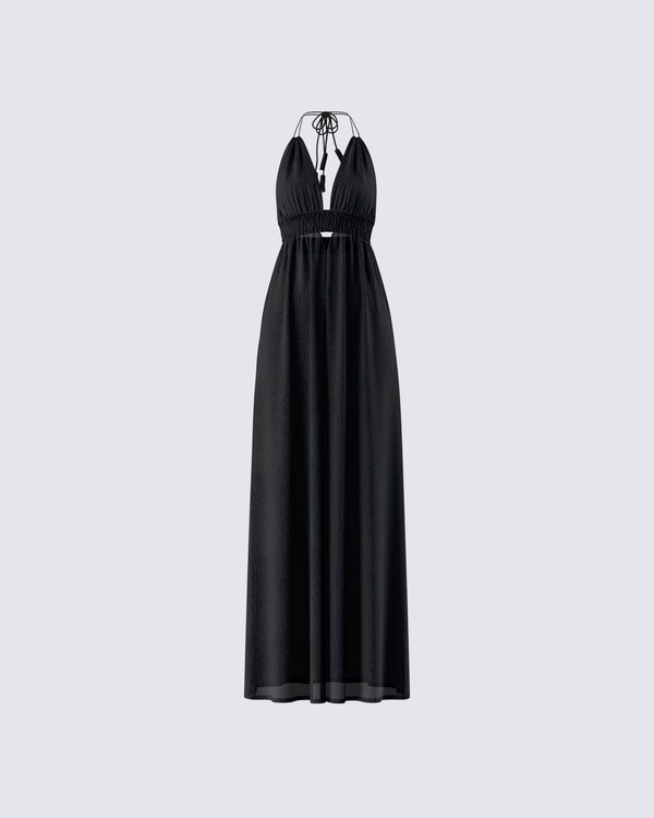 finesse Leida Black Halter Maxi Dress