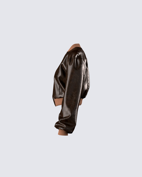 Finesse Leigh Brown Washed Leather Jacket