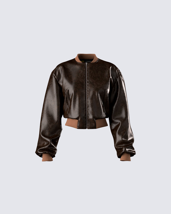 finesse Leigh Brown Washed Leather Jacket