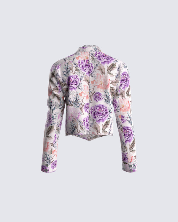 Finesse Leonardo Floral Print Twill Jacket
