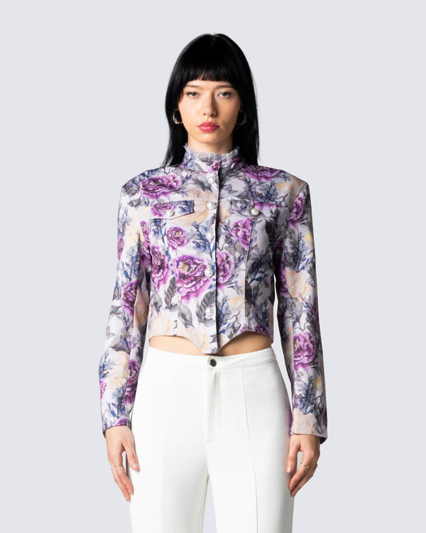Finesse Leonardo Floral Print Twill Jacket