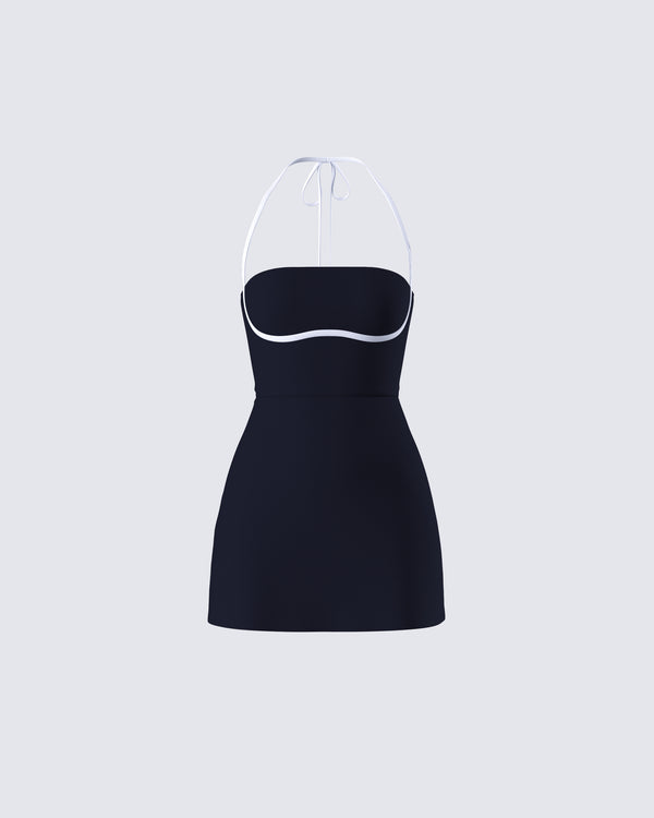 finesse Lesia Black Halter Tennis Dress
