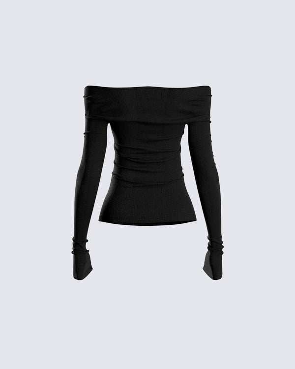 Finesse Leslie Black Off Shoulder Top