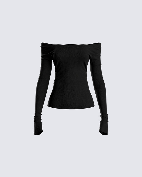finesse Leslie Black Off Shoulder Top