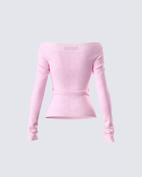 Finesse Leslie Pink Off Shoulder Top