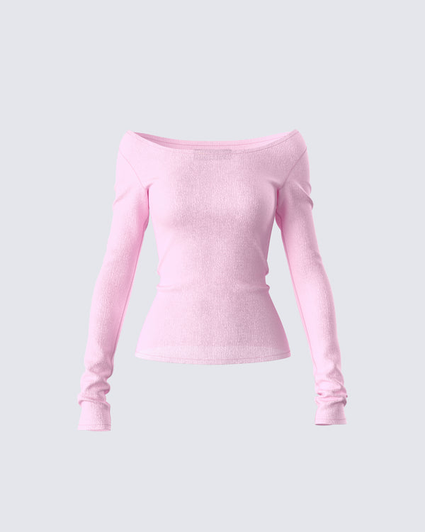 finesse Leslie Pink Off Shoulder Top