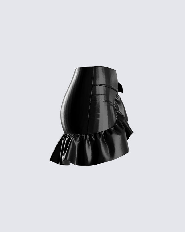 Finesse Lexi Black Vegan Leather Skirt