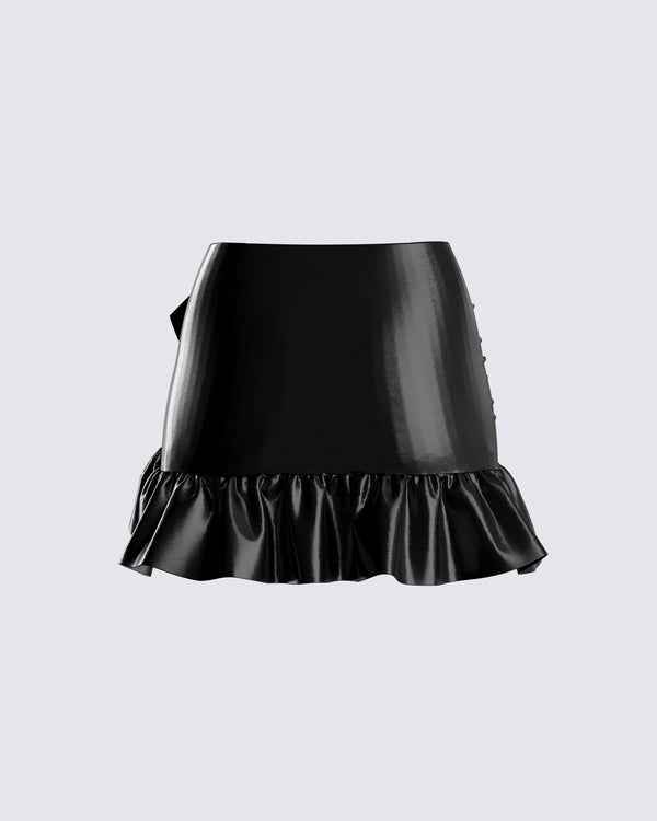 Finesse Lexi Black Vegan Leather Skirt