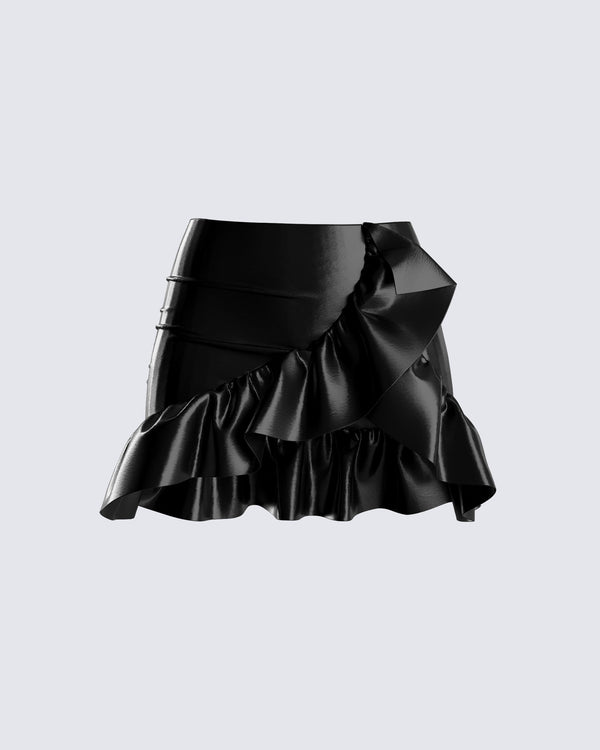 finesse Lexi Black Vegan Leather Skirt