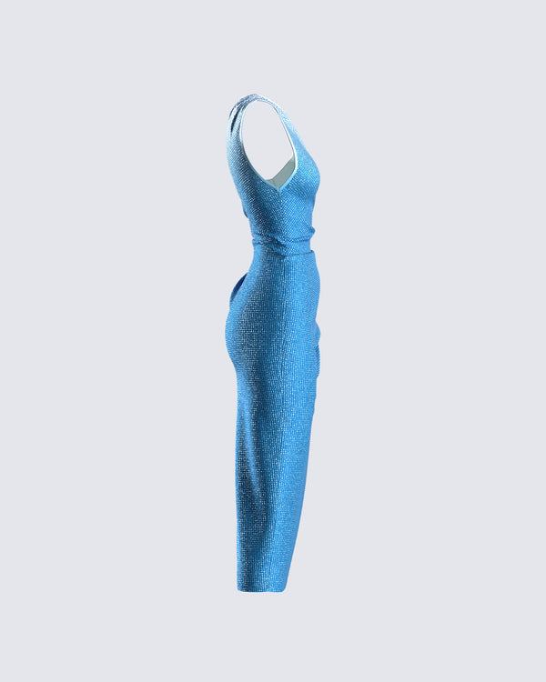 Finesse Liana Blue Ombre Rhinestone Dress