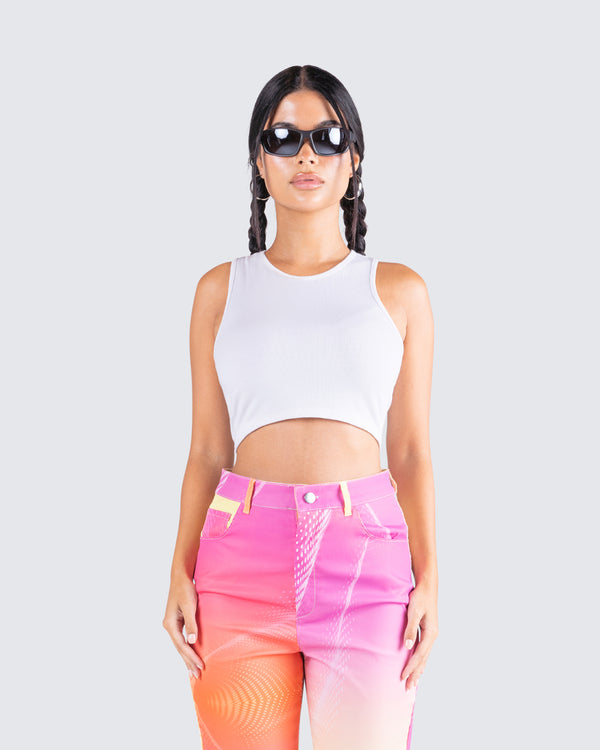 Finesse Lila Ivory Cropped Top