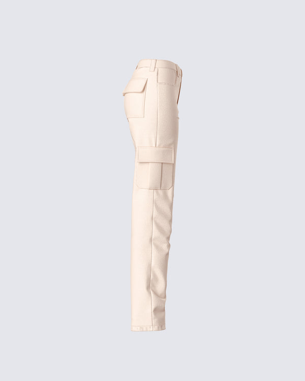 Finesse Liliana Beige Twill Cargo Pant