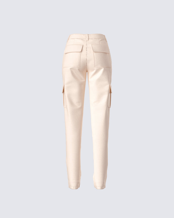 Finesse Liliana Beige Twill Cargo Pant