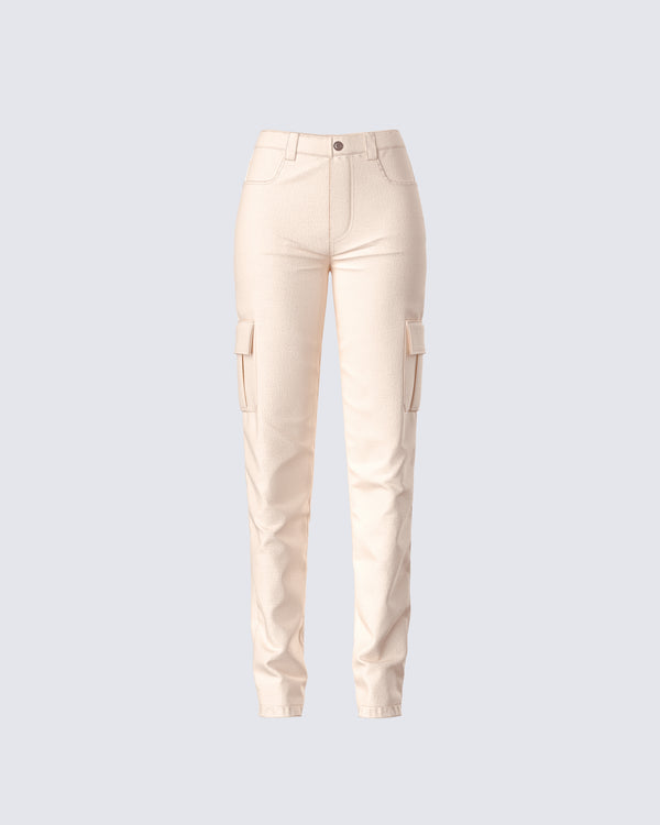 finesse Liliana Beige Twill Cargo Pant