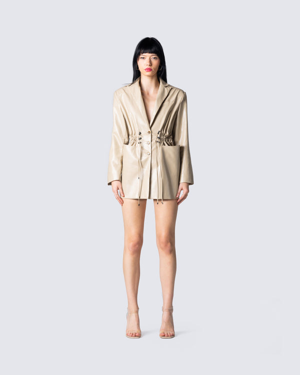 Finesse Lillie Vegan Leather Blazer Dress