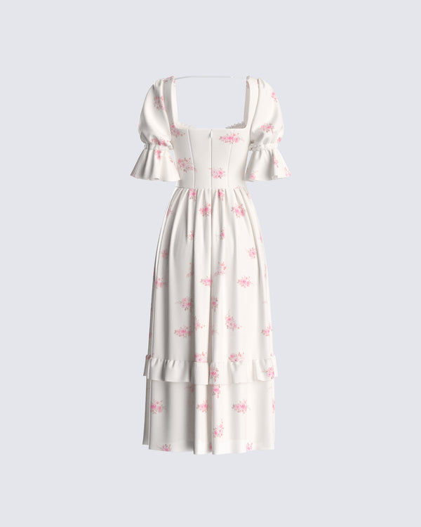 Finesse Lina Ivory Floral Midi Dress
