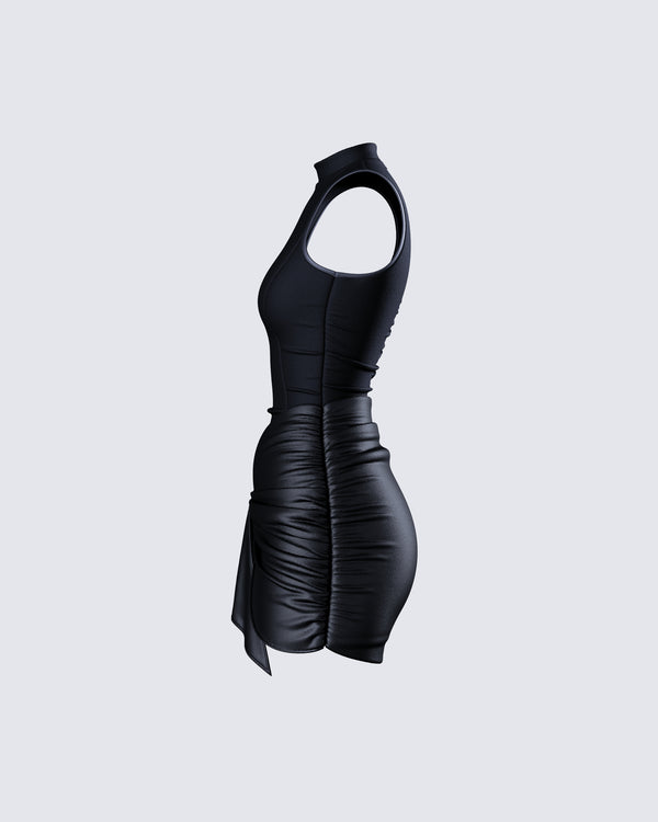 finesse Lindsey Black Wrap Mini Dress