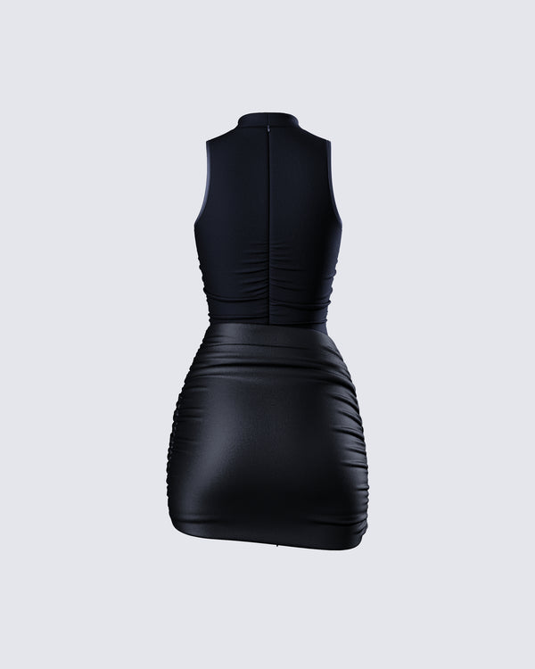 finesse Lindsey Black Wrap Mini Dress