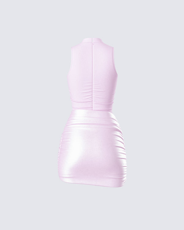 Finesse Lindsey Pink Wrap Mini Dress